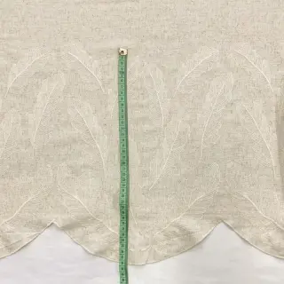 Linen viscose natural Leaves border