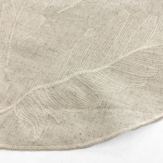 Linen viscose natural Leaves border