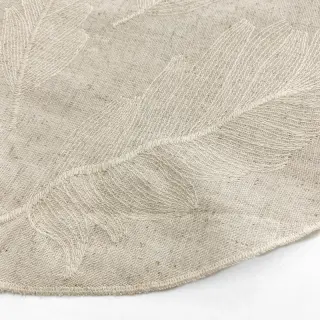 Linen viscose natural Leaves border
