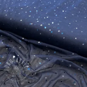 Tulle netting ROYAL Hearts navy