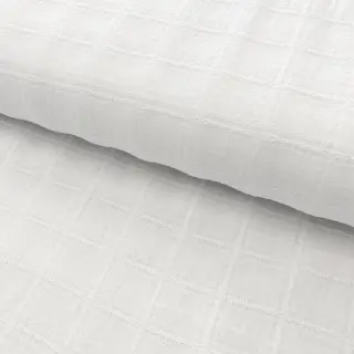 Cotton fabric EMBROIDERY DOBBY Square white