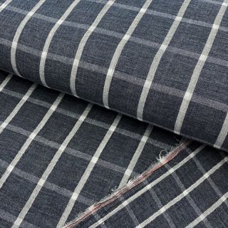 Double gauze/muslin Double sided Checks navy melange