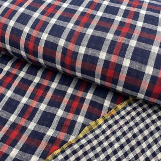 Double gauze/muslin Double sided Checks navy