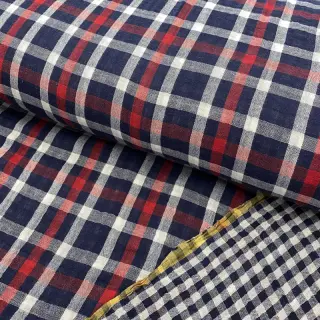 Double gauze/muslin Double sided Checks navy