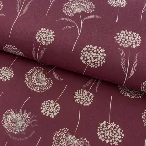 Decoration fabric Linenlook Elegant dandelion bordeaux