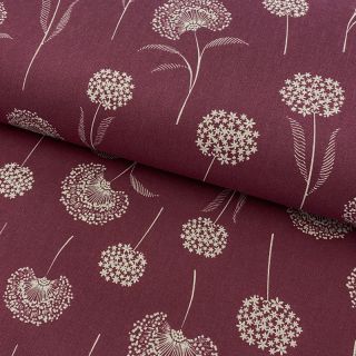 Decoration fabric Linenlook Elegant dandelion bordeaux