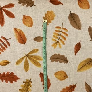 Decoration fabric Linenlook Watercolor falling leaves