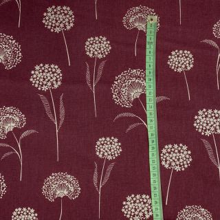 Decoration fabric Linenlook Elegant dandelion bordeaux