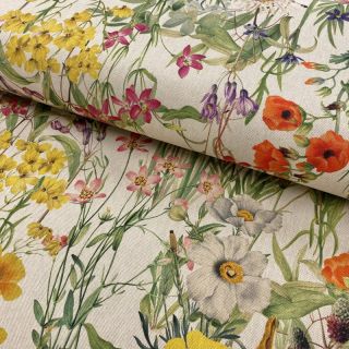 Decoration fabric Linenlook Wildflower sunny field digital print