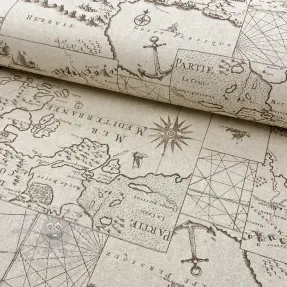 Decoration fabric Linenlook Map mediterranean sea