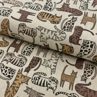 Decoration fabric Linenlook Cat wildlife art