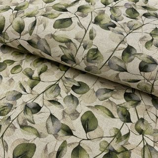 Decoration fabric Linenlook Poplar leaves