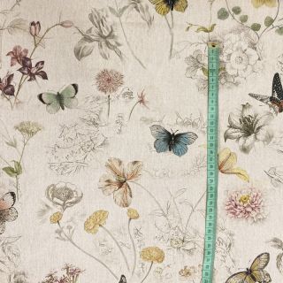 Decoration fabric Linenlook Butterfly dreamy flower digital print