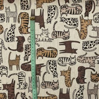 Decoration fabric Linenlook Cat wildlife art