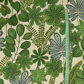 Decoration fabric Linenlook Arty botanic leaves