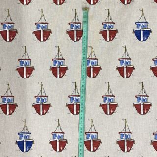 Decoration fabric Linenlook Sea shore boat