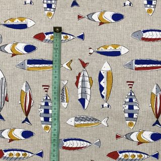 Decoration fabric Linenlook Fish decor