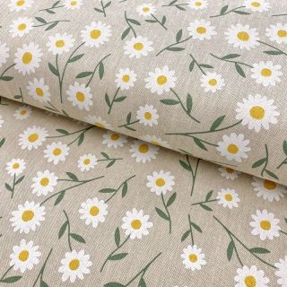 Decoration fabric Linenlook Daisy sweet field