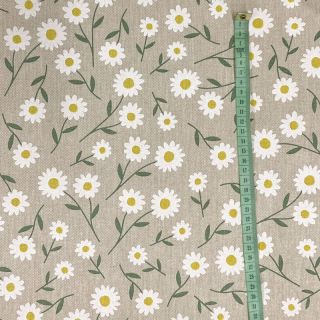 Decoration fabric Linenlook Daisy sweet field