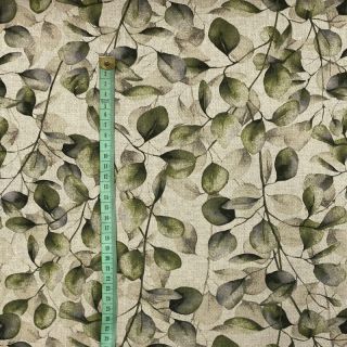 Decoration fabric Linenlook Poplar leaves