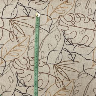 Decoration fabric Linenlook Leaf line art