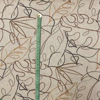 Decoration fabric Linenlook Leaf line art