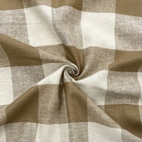 Linen viscose YARN DYED CHECK light brown