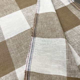 Linen viscose YARN DYED CHECK light brown