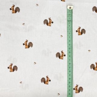 Cotton fabric Squirrel white digital print