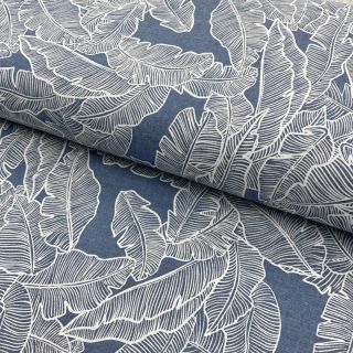 Cotton fabric JEANS Leaves