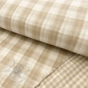 Double gauze/muslin Double sided CHECKS MINI beige