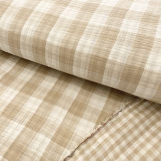 Double gauze/muslin Double sided CHECKS MINI beige