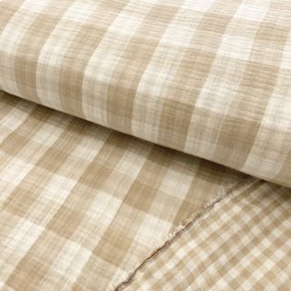 Double gauze/muslin Double sided CHECKS MINI beige