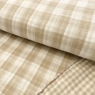 Double gauze/muslin Double sided CHECKS MINI beige