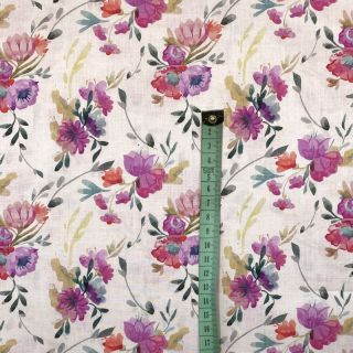 Cotton fabric VOILE Bouqeut flowers digital print
