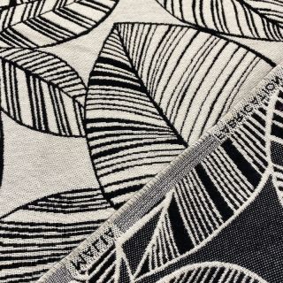 Decoration fabric jacquard Malia blanc noir