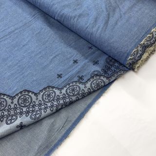 Cotton fabric JEANS Ornament embroidery