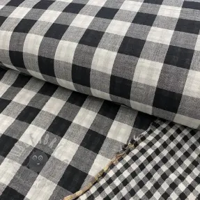 Double gauze/muslin Double sided CHECKS MINI black