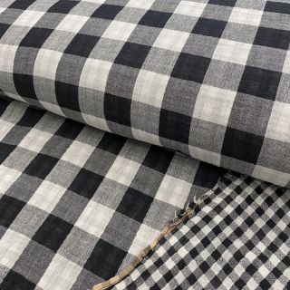 Double gauze/muslin Double sided CHECKS MINI black