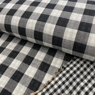 Double gauze/muslin Double sided CHECKS MINI black