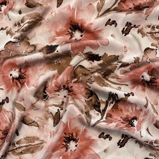 Viscose RADIANCE Watercolor flowers coral