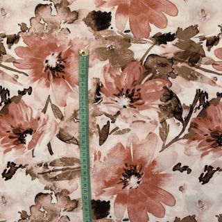 Viscose RADIANCE Watercolor flowers coral