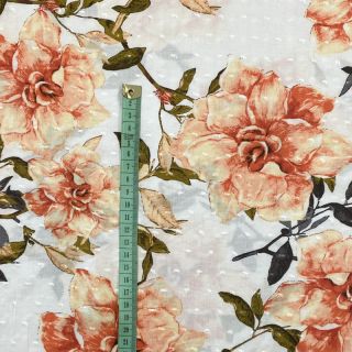 Viscose DOBBY Flowers white