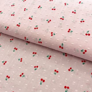 Cotton fabric DOBBY Cherry