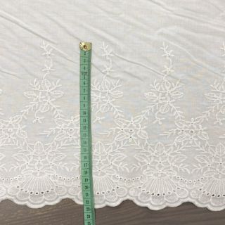 Cotton fabric VOILE Leaves border
