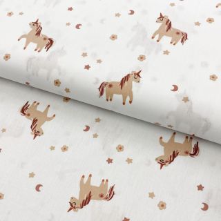 Cotton fabric My unicorn white