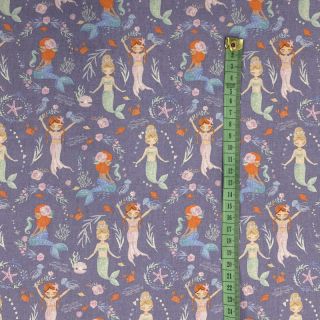 Cotton fabric Mermaids lavender digital print