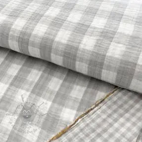 Double gauze/muslin Double sided CHECKS MINI grey