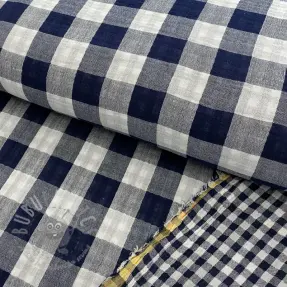 Double gauze/muslin Double sided CHECKS MINI navy