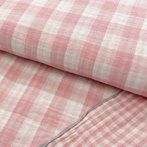 Double gauze/muslin Double sided CHECKS MINI old rose